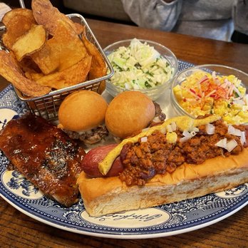 MoCo's Founding Farmers - 1.5.22 Farmhouse Platter (Baby Cheeseburgers, Texas Chili Dog, BBQ Pork Ribs, Street Corn, Coleslaw) $22.99 - New American Near Me - Potomac, Maryland MoCo's Founding Farmers - 1.5.22 Farmhouse Platter (Baby Cheeseburgers, Texas Chili Dog, BBQ Pork Ribs, Street Corn, Coleslaw) $22.99 - New American Near Me - Potomac, Maryland