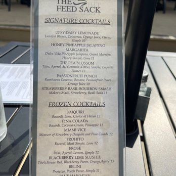 The Feed Sack - Some of their signature cocktails offered - American Near Me - Aiken, South Carolina