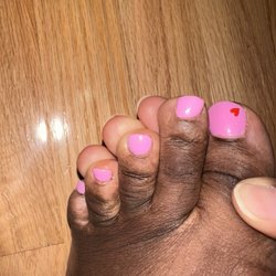 Urban Nails Bar - Uneven 'trim' of my nails. Also super thick after a bunch of layered polish.