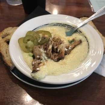 Short Stack Eatery - Cheesy grits and pulled pork (small) - Breakfast & Brunch Near Me - Madison, Wisconsin Short Stack Eatery - Cheesy grits and pulled pork (small) - Breakfast & Brunch Near Me - Madison, Wisconsin