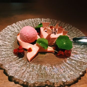 Stage Restaurant - The pink ribbon for dessert. A little disappointing but beautiful presentation - New American Near Me - Honolulu, Hawaii Stage Restaurant - The pink ribbon for dessert. A little disappointing but beautiful presentation - New American Near Me - Honolulu, Hawaii