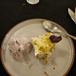 Statler City - Lemon pistachio cake with amarena cherry ice cream