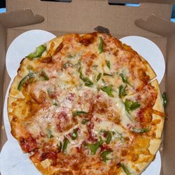 Antigoni's Pizza - Thin crust with green peppers