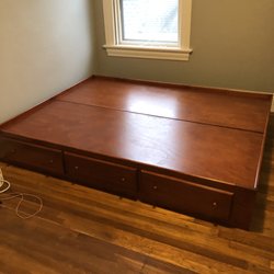 Knock On Wood Furniture - The finished pine bed frame in my bedroom, delivered and assembled!