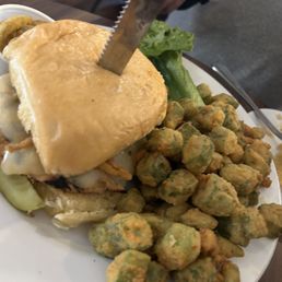 Chicken Sandwich with Fried Okra