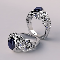 Murduff's Jewelry Store - Platinum sapphire and diamond ring.