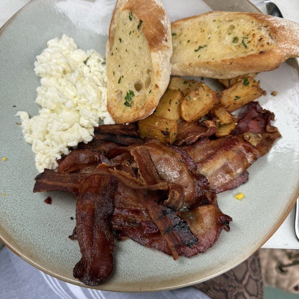 Graffiti Raw - I created my own - egg whites, bacon, breakfast potatoes and bread - Seafood Near Me - Houston, Texas