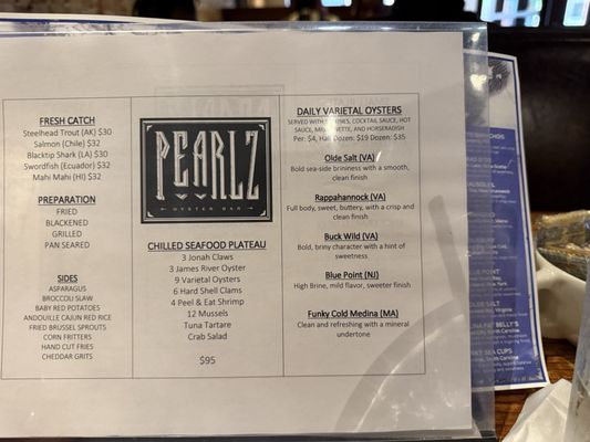 Menu photo 2 Pearlz Oyster Bar Columbia, SC Menu photo 2 Pearlz Oyster Bar Columbia, SC