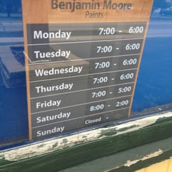 Geneva Paint & Decorating - Almost no weekend hours.  Lowe's paint department loves this.
