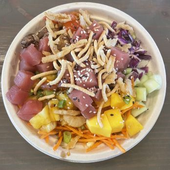 Moku-Bowls - a bowl of food on a table - Poke Near Me - Lahaska, Pennsylvania