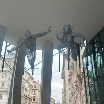 Tančící dům - You learn to recognize Cerny art when you observe it. This is outside of the Dancing House entrance. - Landmarks & Historical Buildings Near Me - Prague, Puerto Rico Tančící dům - You learn to recognize Cerny art when you observe it. This is outside of the Dancing House entrance. - Landmarks & Historical Buildings Near Me - Prague, Puerto Rico