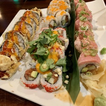 Rocky Yama Sushi - 4 of their specialty rolls! SO delicious! I believe we went with Lava, Red Dragon Roll, Philly, and I think Samurai? - Japanese Near Me - Denver, Colorado Rocky Yama Sushi - 4 of their specialty rolls! SO delicious! I believe we went with Lava, Red Dragon Roll, Philly, and I think Samurai? - Japanese Near Me - Denver, Colorado