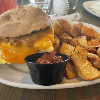 Flying Star Café - Rise & Shine Sandwich on a homemade biscuit! - Cafes Near Me - Albuquerque, New Mexico