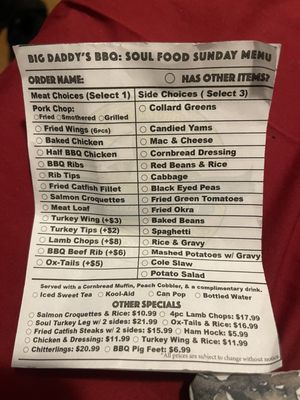 Menu photo 2 Big Daddy's BBQ Gary, IN
