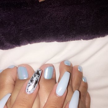 Passion Nails - Baby blue with silver foil and chrome on toes - Nail Salons Near Me - Simi Valley, California Passion Nails - Baby blue with silver foil and chrome on toes - Nail Salons Near Me - Simi Valley, California