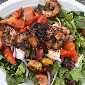 Point Lookout Clam Bar - Greek Salad with grilled shrimp - Seafood Near Me - Point Lookout, New York Point Lookout Clam Bar - Greek Salad with grilled shrimp - Seafood Near Me - Point Lookout, New York
