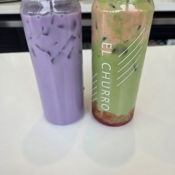 El Churro - Ube drink and strawberry matcha - Desserts Near Me - New York, New York El Churro - Ube drink and strawberry matcha - Desserts Near Me - New York, New York