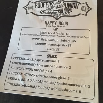 Roofers Union - Happy hour offerings - Bars Near Me - Washington, DC, District of Columbia Roofers Union - Happy hour offerings - Bars Near Me - Washington, DC, District of Columbia