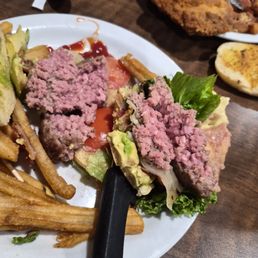 Bacon avocado cheeseburger served raw and cold meat inside thought I wouldn't notice Bacon avocado cheeseburger served raw and cold meat inside thought I wouldn't notice
