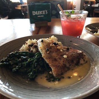Duke's Malibu - Sautéed Mac Nut & Herb Crusted Fresh Fish - New American Near Me - Malibu, California