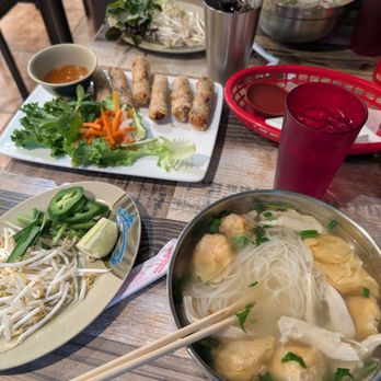 Pho 21 - #11 with chicken instead of pork, #77 fried spring rolls - Vietnamese Near Me - Canoga Park, California