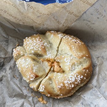 Noah's NY Bagels - Pretzel bagel with jalapeño cream cheese - Bagels Near Me - Berkeley, California