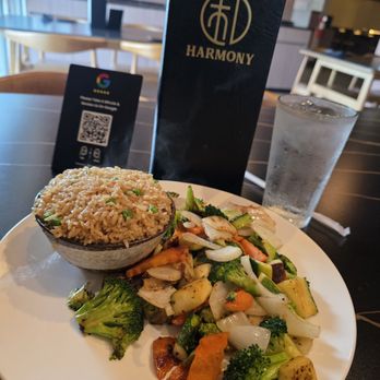 Harmony Steak House - Veggie hibachi and water - Steakhouses Near Me - Indianapolis, Indiana