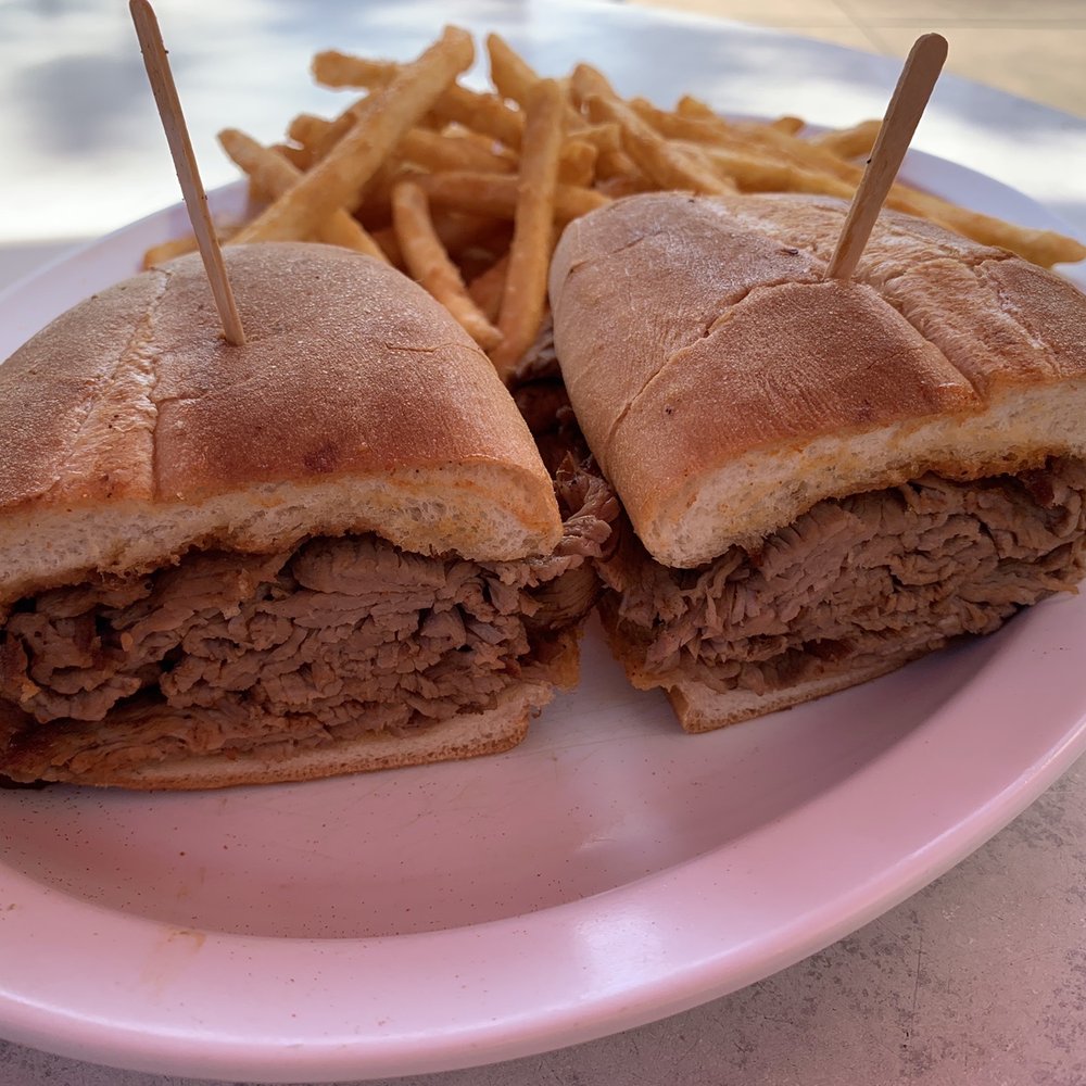 Sidewalk Cafe - Tri-tip beer battered fries comes with a side of Santa Maria salsa - Salad Near Me - Arroyo Grande, California