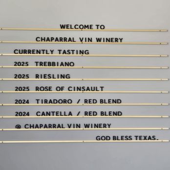 Chaparral Vin - Today's tasting - Wineries Near Me - Fredericksburg, Texas Chaparral Vin - Today's tasting - Wineries Near Me - Fredericksburg, Texas