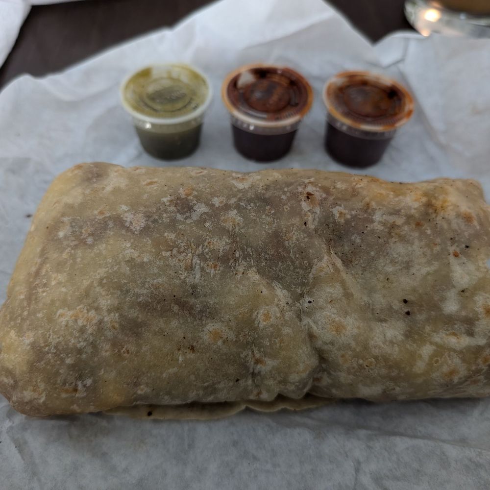 Carne Asada burrito with salsa Carne Asada burrito with salsa