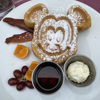 Carnation Cafe - Mickey waffle and bacon. - American Near Me - Anaheim, California