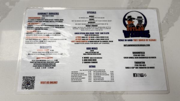 Menu photo 4 Outlaw Wings Broomfield, CO Menu photo 4 Outlaw Wings Broomfield, CO