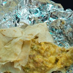 Inside a "sausage" breakfast burrito.  Yuck!