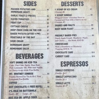 Mt Whitney Restaurant - Page 5 of menu - American Near Me - Lone Pine, California