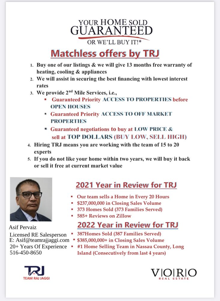 ASIF PERVAIZ TEAM RAJ JAGGI VORO REAL ESTATE Updated September 2024 54 W John St