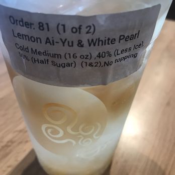 Gong Cha - Lemon Ai-Yu with White Pearls - Bubble Tea Near Me - Duluth, Georgia