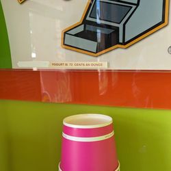 Josie's Frozen Yogurt - Small font at bottom of poster reveals 72 cents per ounce
