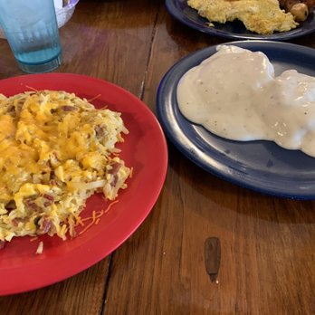 Granny D's - Biscuit and gravy, scramble with eggs, bacon and hash browns. "Country Scramble" - Coffee & Tea Near Me - Canyon Lake, Texas Granny D's - Biscuit and gravy, scramble with eggs, bacon and hash browns. "Country Scramble" - Coffee & Tea Near Me - Canyon Lake, Texas