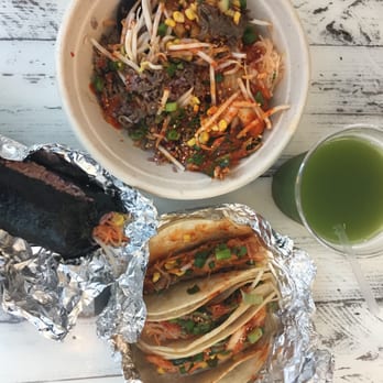 SeoulSpice - I got excited... The red-bean rice bowl, korrito, tacos, and apple kale juice. - Korean Near Me - Washington, DC, District of Columbia SeoulSpice - I got excited... The red-bean rice bowl, korrito, tacos, and apple kale juice. - Korean Near Me - Washington, DC, District of Columbia