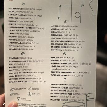 The Wells - Their Gin List - Cocktail Bars Near Me - Washington, DC, District of Columbia