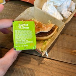 McDonald's - Sticky sweet and sour sauce packet that I was handed and a terrible big Mac.