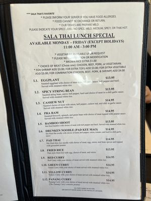 Menu photo 7 Sala Thai 3 Fremont, CA Menu photo 7 Sala Thai 3 Fremont, CA