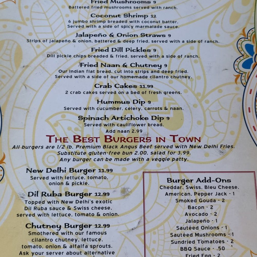 New Delhi Cafe - Menu. - Indian Near Me - Eureka Springs, Arkansas