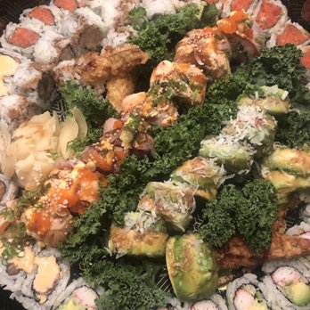 Xina Restaurant - Spicy tuna, California, spicy salmon around the edge and shrimp tempura, out of control roll and coconut shrimp roll in the middle! - Chinese Near Me - Toms River, New Jersey Xina Restaurant - Spicy tuna, California, spicy salmon around the edge and shrimp tempura, out of control roll and coconut shrimp roll in the middle! - Chinese Near Me - Toms River, New Jersey