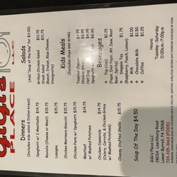 GiGi’s Place - Dinner Menu