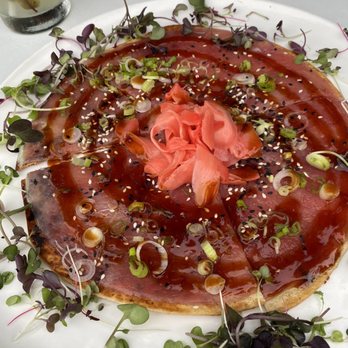 Fish Restaurant + Bar - Tuna carpaccio on flat bread - New American Near Me - Stamford, Connecticut Fish Restaurant + Bar - Tuna carpaccio on flat bread - New American Near Me - Stamford, Connecticut