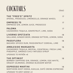 Fred’s Restaurant - Cocktails
