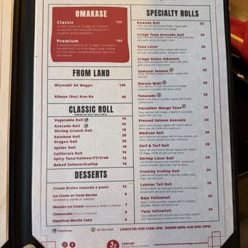 KUWADA - Menu - Sushi Bars Near Me - Rancho Cucamonga, California
