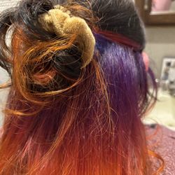 Crown Hair Salon - Half up and down, it was much neater by Danielle but I wanted to try to show the cool colors she did.