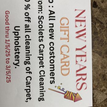 Scolet's Carpet Cleaning - New Years Goft Card - Carpet Cleaning Near Me Scolet's Carpet Cleaning - New Years Goft Card - Carpet Cleaning Near Me